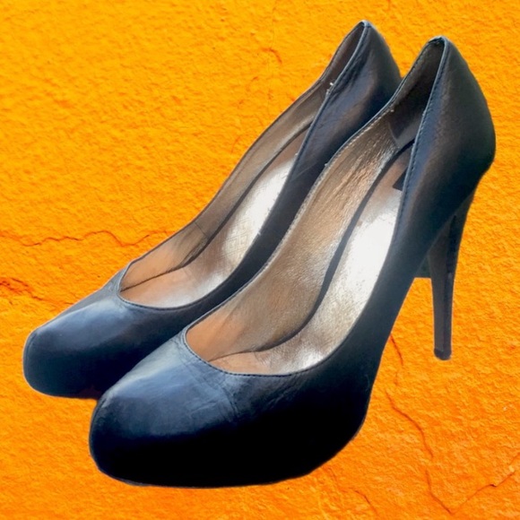 Vintage Y2K Dolce Vita Black Leather Platform Stiletto High Heeled Pumps Shoes - Picture 7 of 15